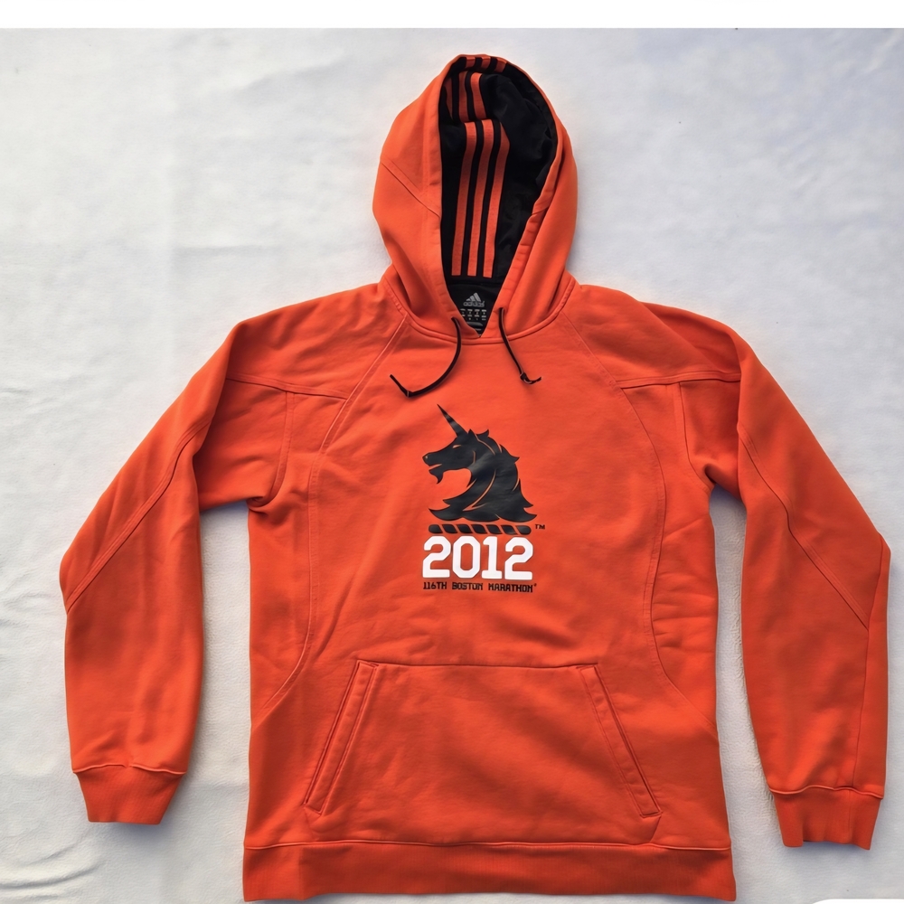 EUC Boston Marathon 2012 Adidas Orange Hoodie Sz Mens Med (Unisex)